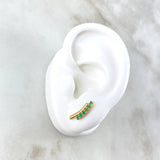 Stud Earrings Curva Mesetal 2.1gr / Esmeraldas 24pts Lobster Claw Yellow Gold Butterfly (Jewel) ©