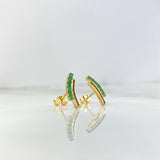 Stud Earrings Curva Mesetal 2.1gr / Esmeraldas 24pts Lobster Claw Yellow Gold Butterfly (Jewel) ©