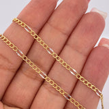Figaro Chain 2.35gr / 17 3/4 in / 2.7mm Two Yellow White Gold +1 18K $