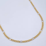 Figaro Chain 4.5gr / 18 in / 3.07mm Two Yellow White Gold +1 18K $