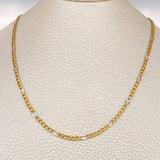 Figaro Chain 2.35gr / 17 3/4 in / 2.7mm Two Yellow White Gold +1 18K $