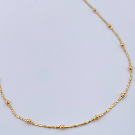 Cadena Morse Esferas 1.95gr / 17 3/4 in / 2mm Oro Amarillo +3 18K $