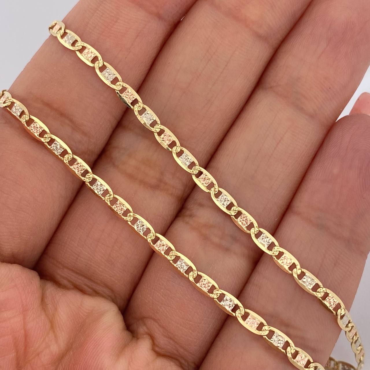 Flat Mariner Chain 6.05gr / 20 in / 2.5mm Three Golds +3 18K $
