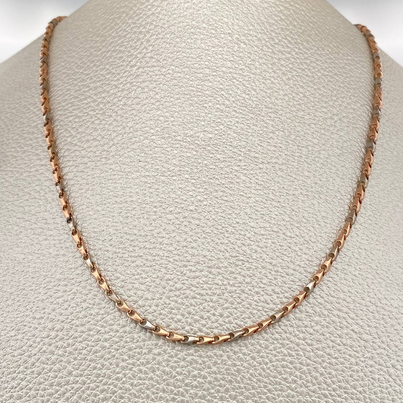 Cadena Rustica Espiga 10.65gr / 17 1/4 in / 1.65mm Dos Oros Blanco Rosa 18K %