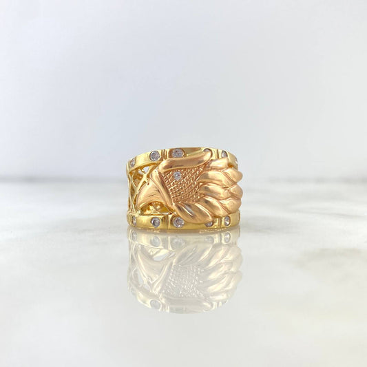 Eagle Ring 10.85gr-T10 White Zircons Two-tone Rose and Yellow Gold