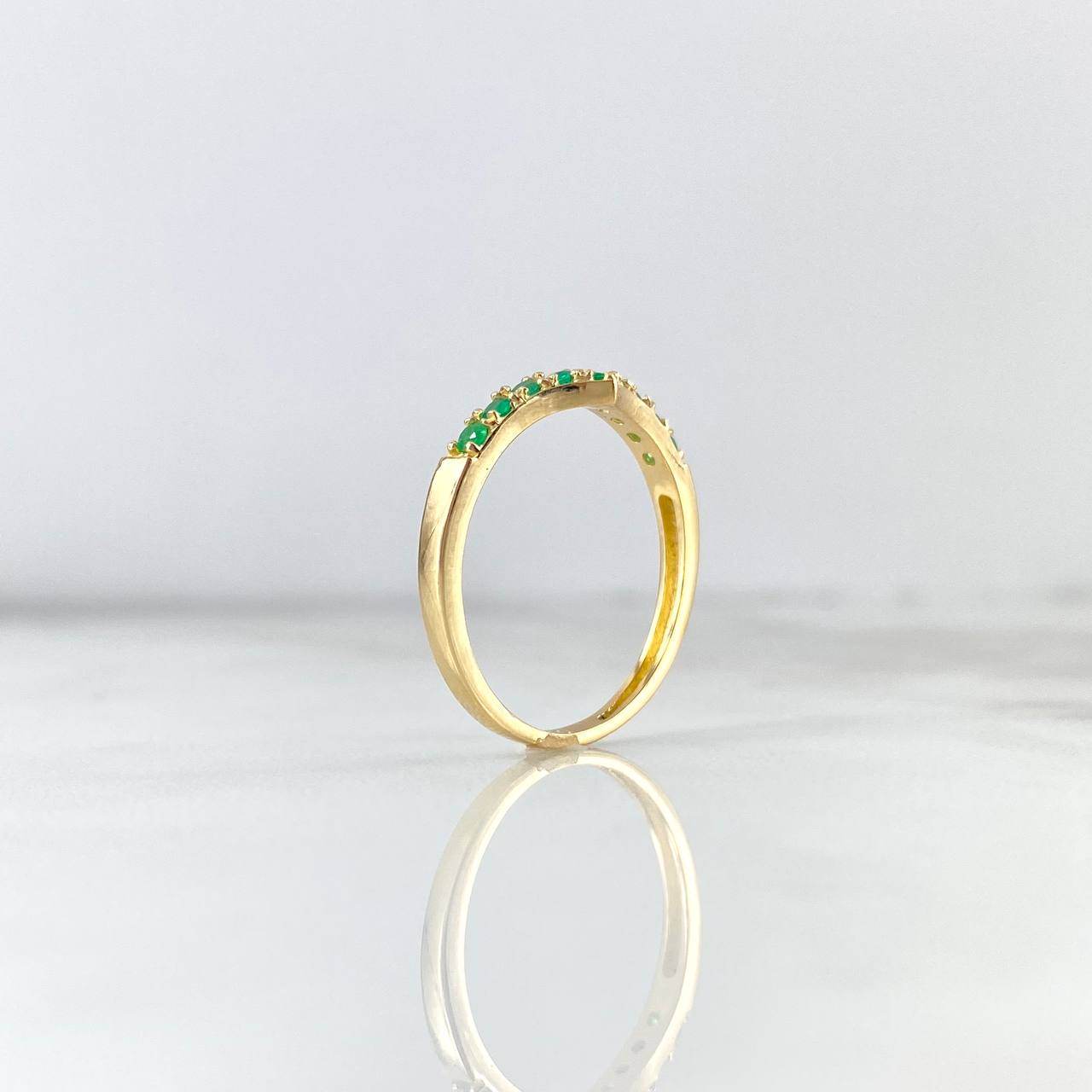 Tiara Ring in Hidden V 2.05gr T6 3/4 Emeralds 25pts Yellow Gold (Jewel)*
