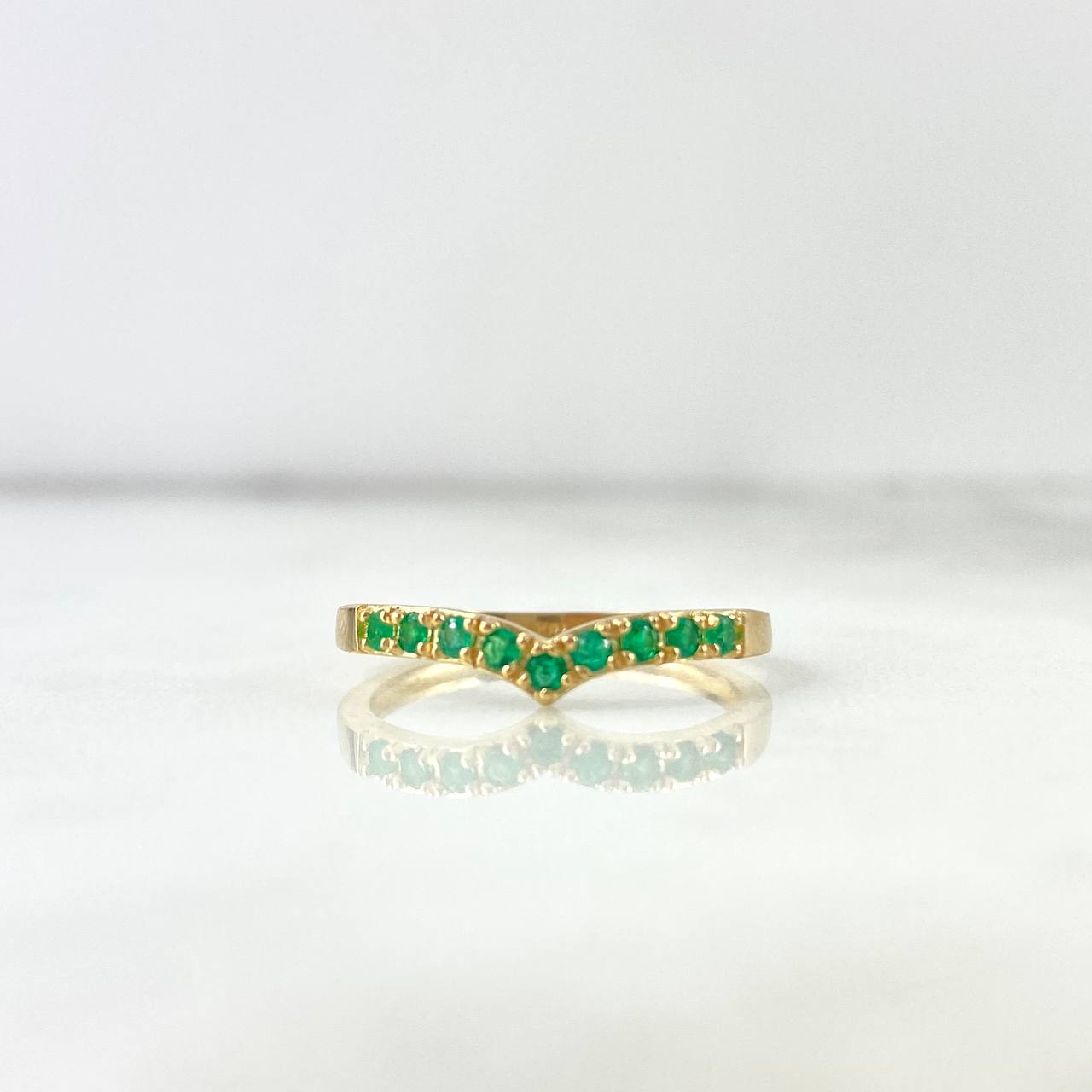 Tiara Ring in Hidden V 2.05gr T6 3/4 Emeralds 25pts Yellow Gold (Jewel)*