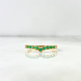 Tiara Ring in Hidden V 2.05gr T6 3/4 Emeralds 25pts Yellow Gold (Jewel)*