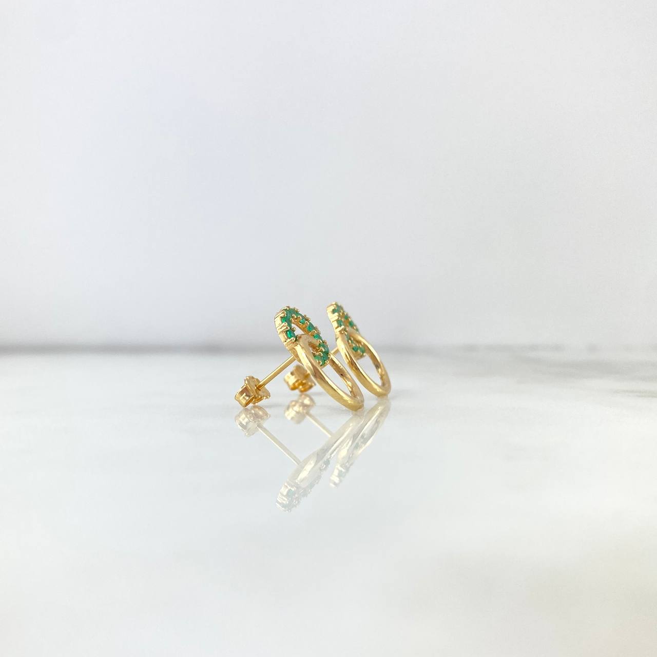 Topos Aros Superpuesto 3.2gr / Esmeraldas 84pts Broche Mariposa Oro Amarillo (Joya) ©