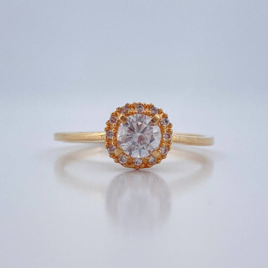 Anillo Solitario Halo 2.1gr / T7 / Oro Amarillo 18K %
