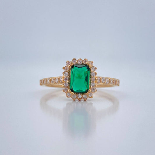 Anillo Halo Rectangular 2.35gr / T6 1/4 / Oro Amarillo 18K %
