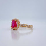 Anillo Halo Rectangular 2.5gr / T6 / Oro Amarillo 18K %