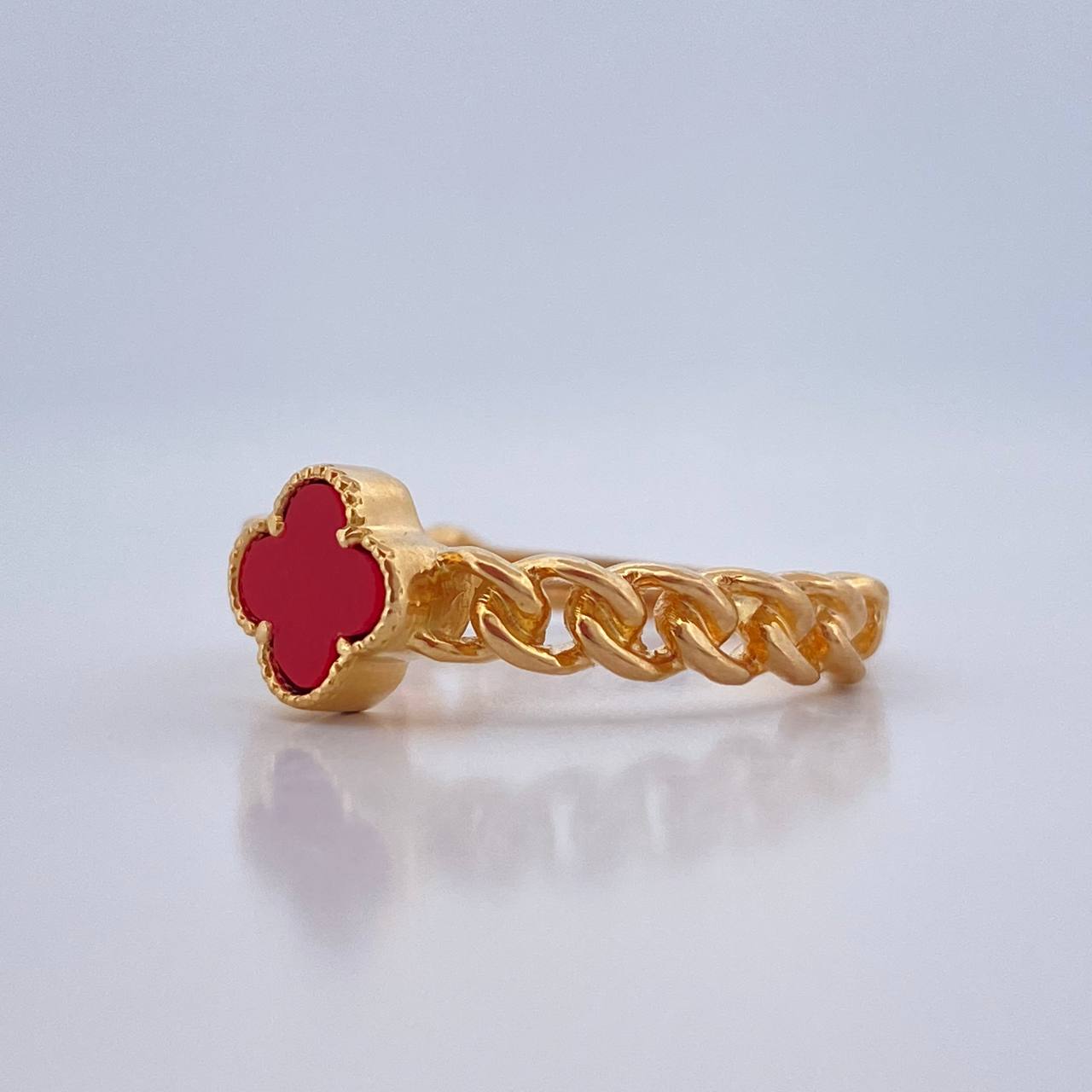 Anillo Trebol Cubana 3gr / T6 3/4 / Oro Amarillo Nac.Esp. 18K %