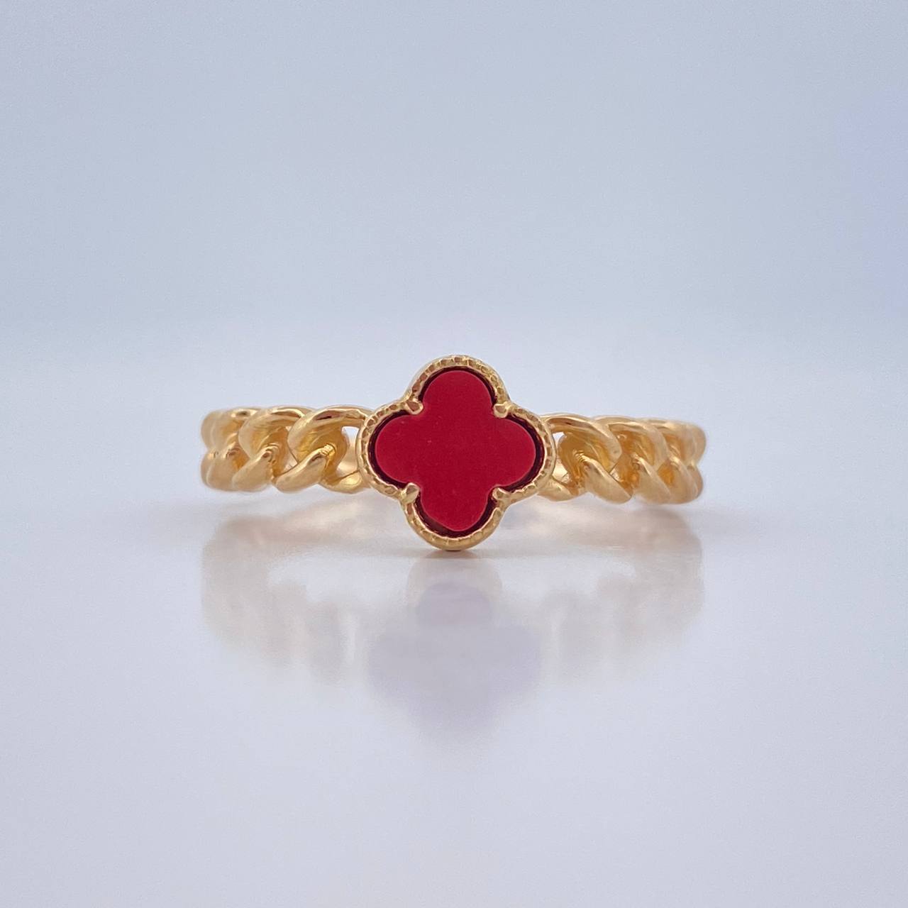 Anillo Trebol Cubana 3gr / T6 3/4 / Oro Amarillo Nac.Esp. 18K %