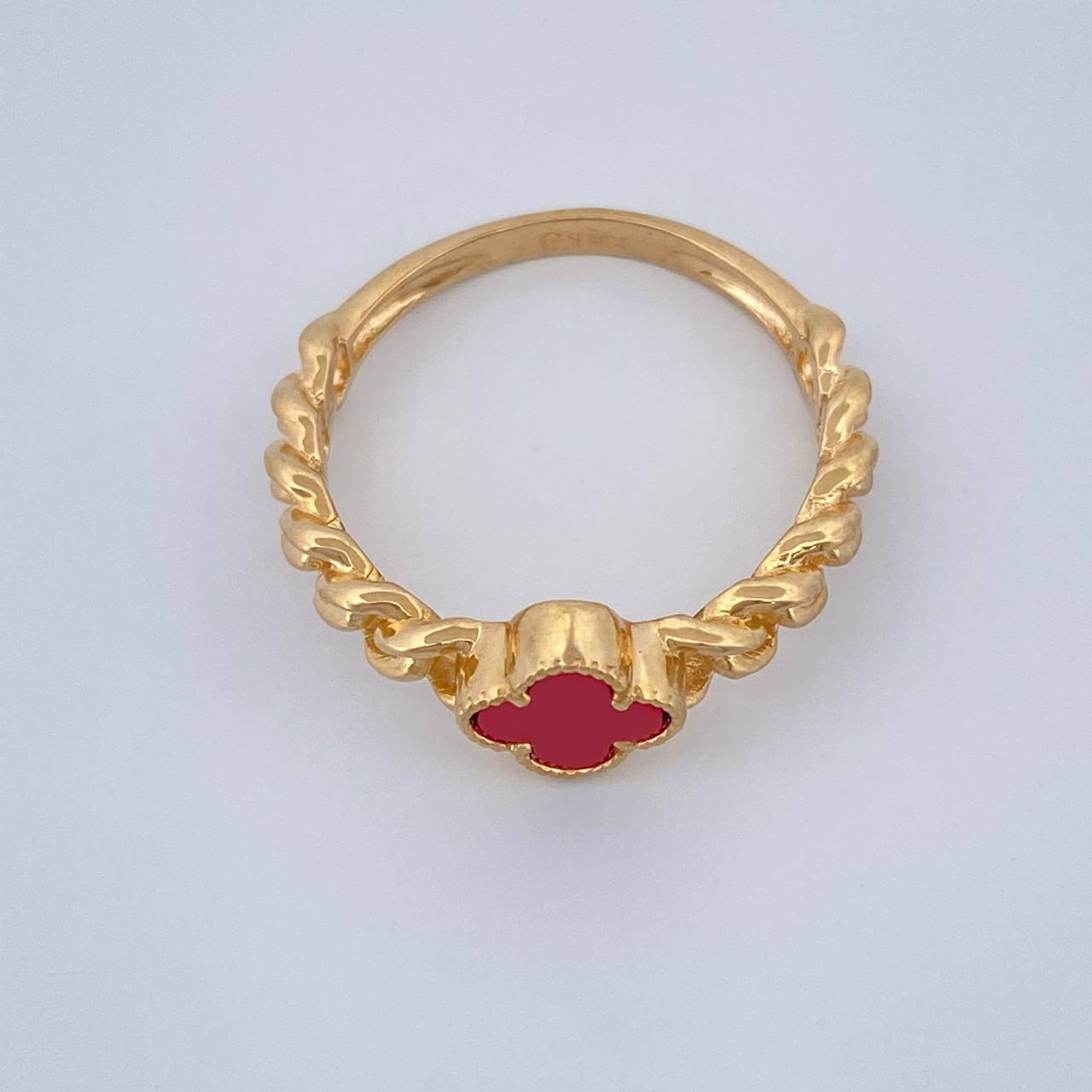 Anillo Trebol Cubana 3gr / T6 3/4 / Oro Amarillo Nac.Esp. 18K %