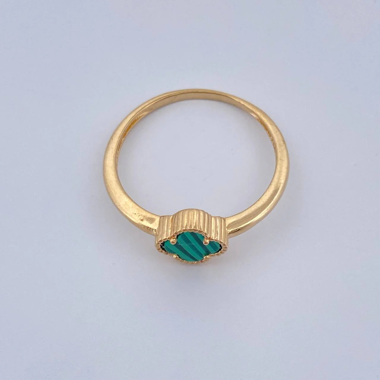 Clover Green Malachite Ring 1.2 g / T6 3/4 Yellow Gold 18K