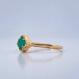 Clover Green Malachite Ring 1.2 g / T6 3/4 Yellow Gold 18K
