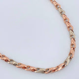 Cadena Rustica Espiga 9.9gr / 19 in / 4.8mm Dos Oros Blanco Rosa 18K %