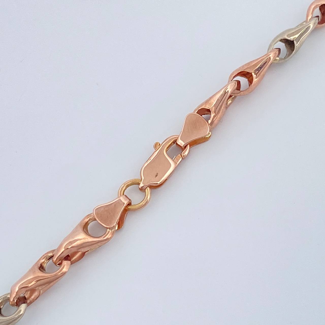 Cadena Rustica Espiga 9.9gr / 19 in / 4.8mm Dos Oros Blanco Rosa 18K %