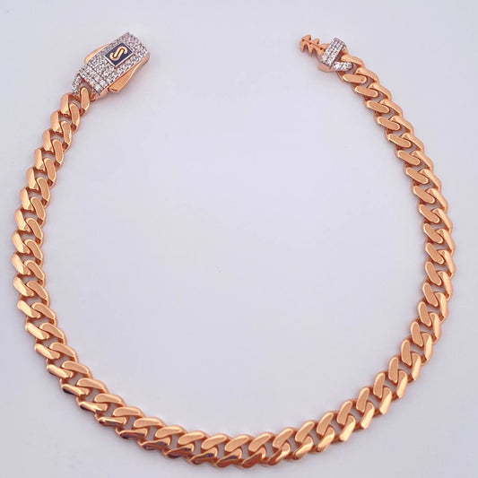 Pulso Cubano Monaco 6.45gr / 7 1/4 in / 4.67mm Dos Oros Blanco Rosa +1 18K %