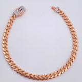 Pulso Cubano Monaco 6.45gr / 7 1/4 in / 4.67mm Dos Oros Blanco Rosa +1 18K %