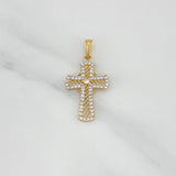 Pendant Cross Lines 1.9 g / 1 1/4 in Two Golds Yellow White 18K
