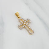 Pendant Cross Lines 1.9 g / 1 1/4 in Two Golds Yellow White 18K