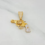 Pendant Pistol 4.1 g / 1 in Two Yellow White Gold 18K