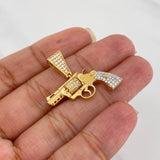 Pendant Pistol 4.1 g / 1 in Two Yellow White Gold 18K