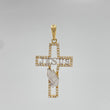 Pendant Cross Jesus 2.3 g / 1 1/2 in Two Golds Yellow White 18K