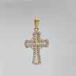 Pendant Cross Lines 1.9 g / 1 1/4 in Two Golds Yellow White 18K