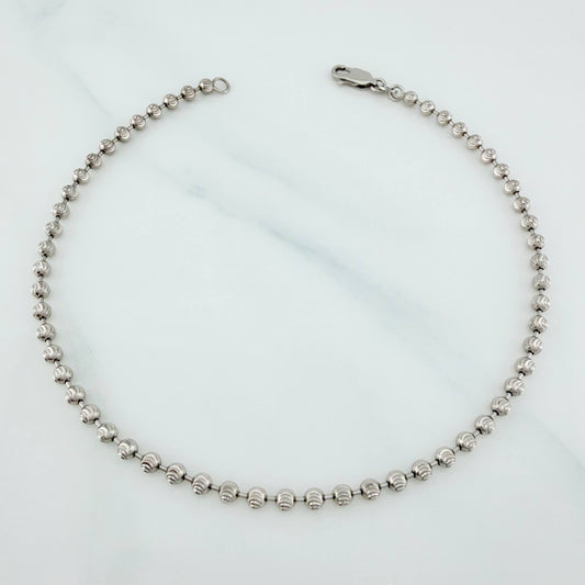 Half Moon Military Anklet 7.55 g / 10 in / 3 mm 18K White Gold