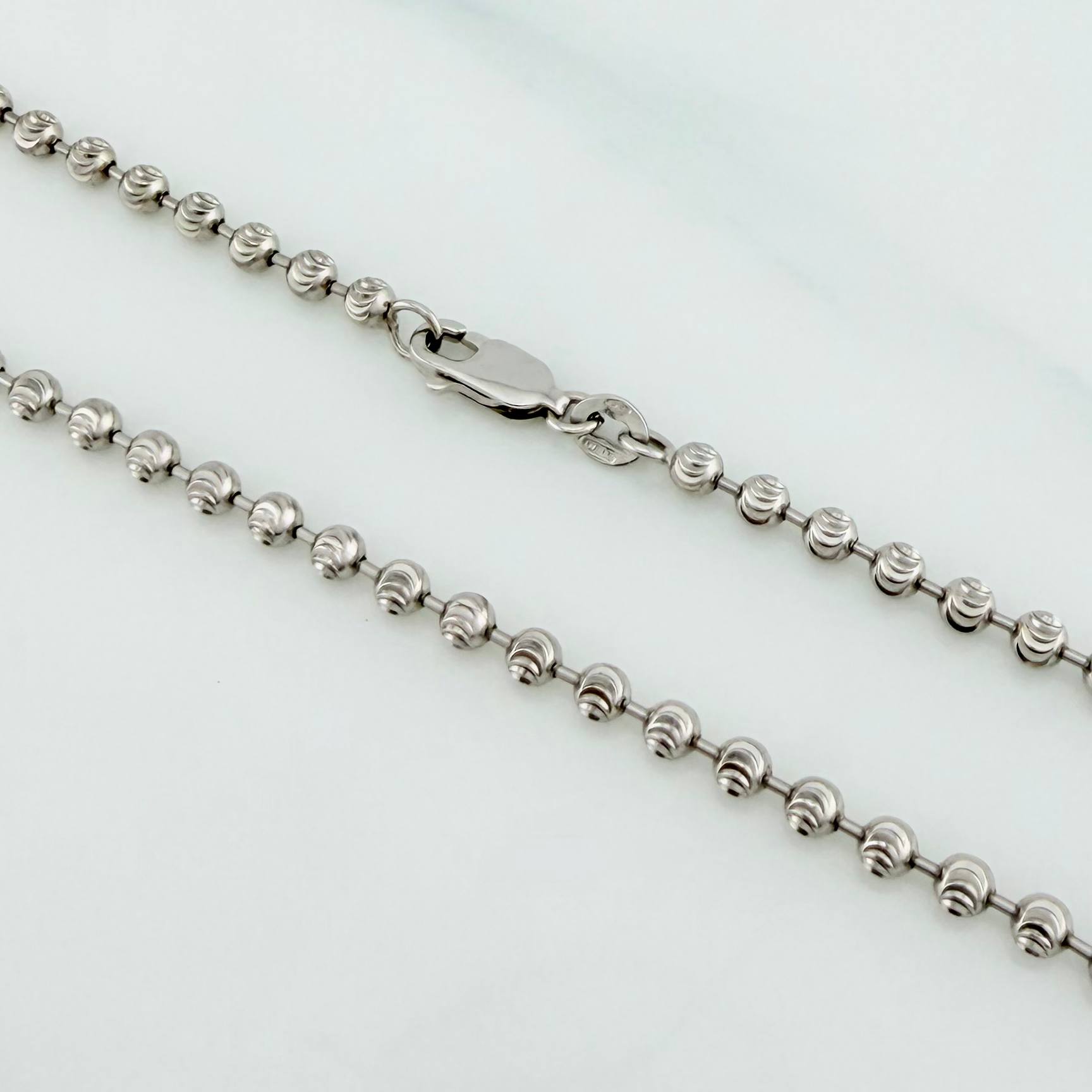 Tobillera Militar Media Luna 7.55 g / 10 in / 3 mm Oro Blanco 18K