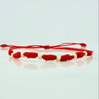 Red Woven Bracelet 7 Knots 6 Units / 3mm 18K Yellow Gold