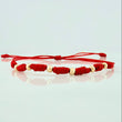 Red Woven Bracelet 7 Knots 6 Units / 3Mm 18K Yellow Gold