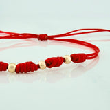 Red Woven Bracelet 7 Knots 6 Units / 3mm 18K Yellow Gold