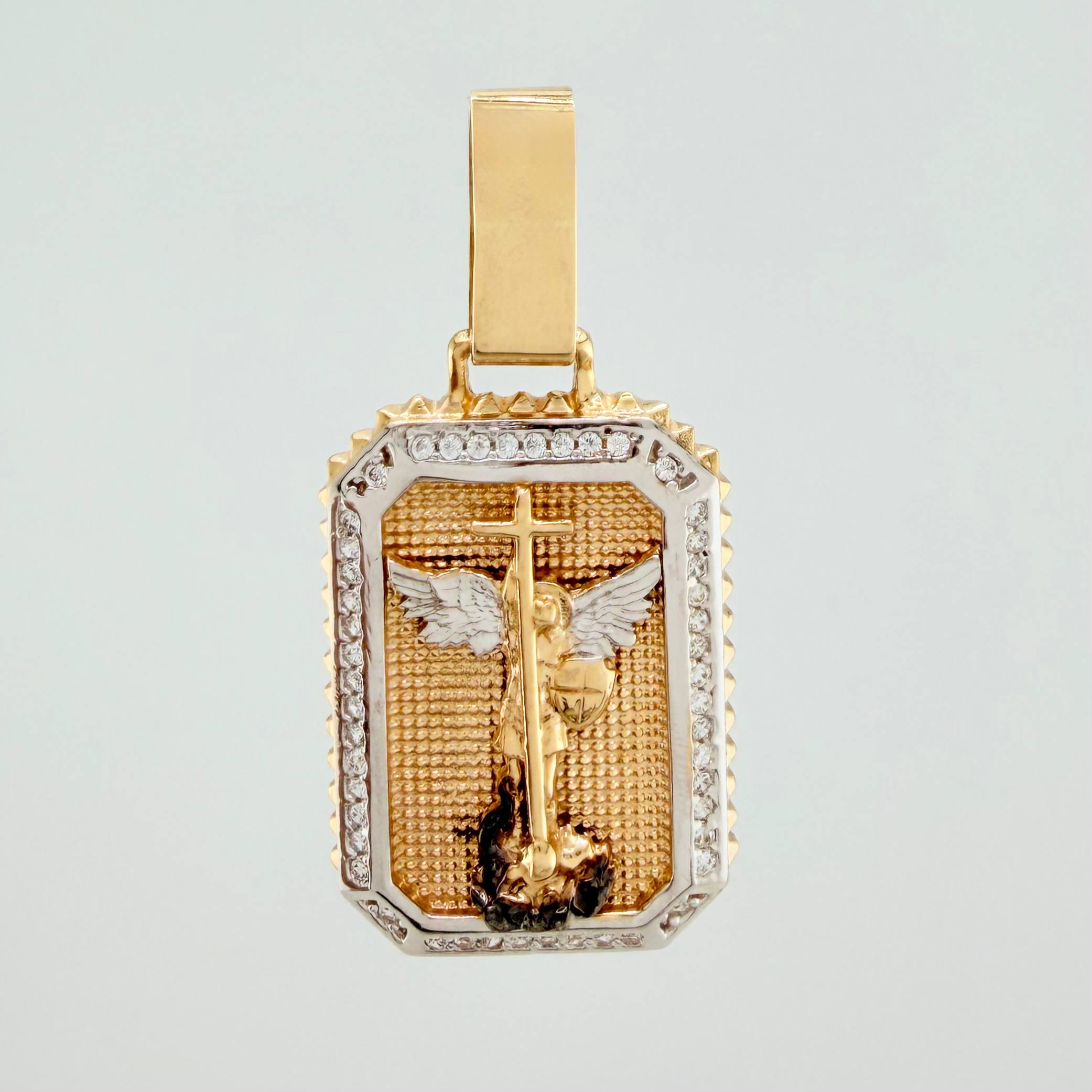 Saint Michael Archangel Pendant 5.2 g / 1 1/2 in Tri-Color Gold 18K