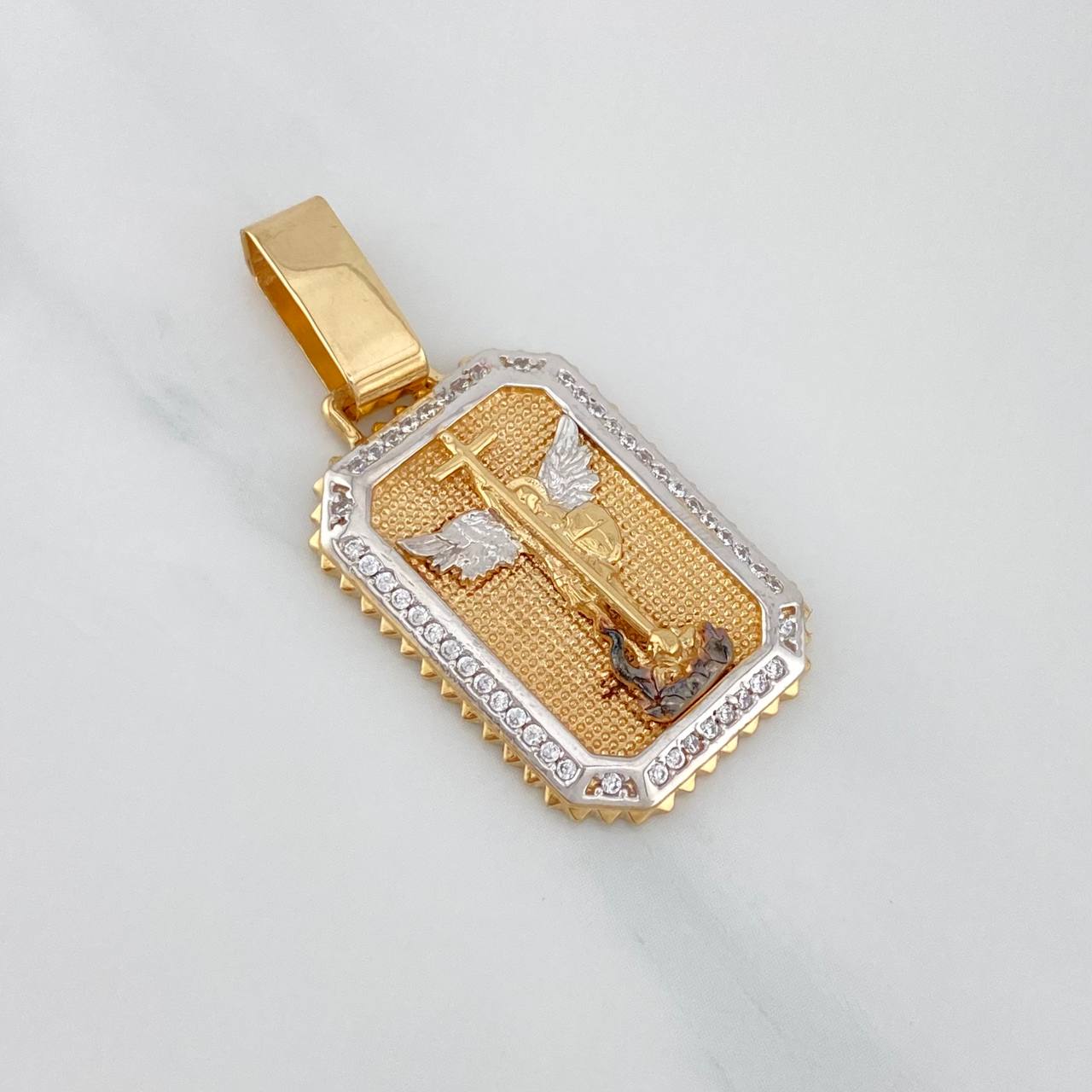 Saint Michael Archangel Pendant 5.2 g / 1 1/2 in Tri-Color Gold 18K
