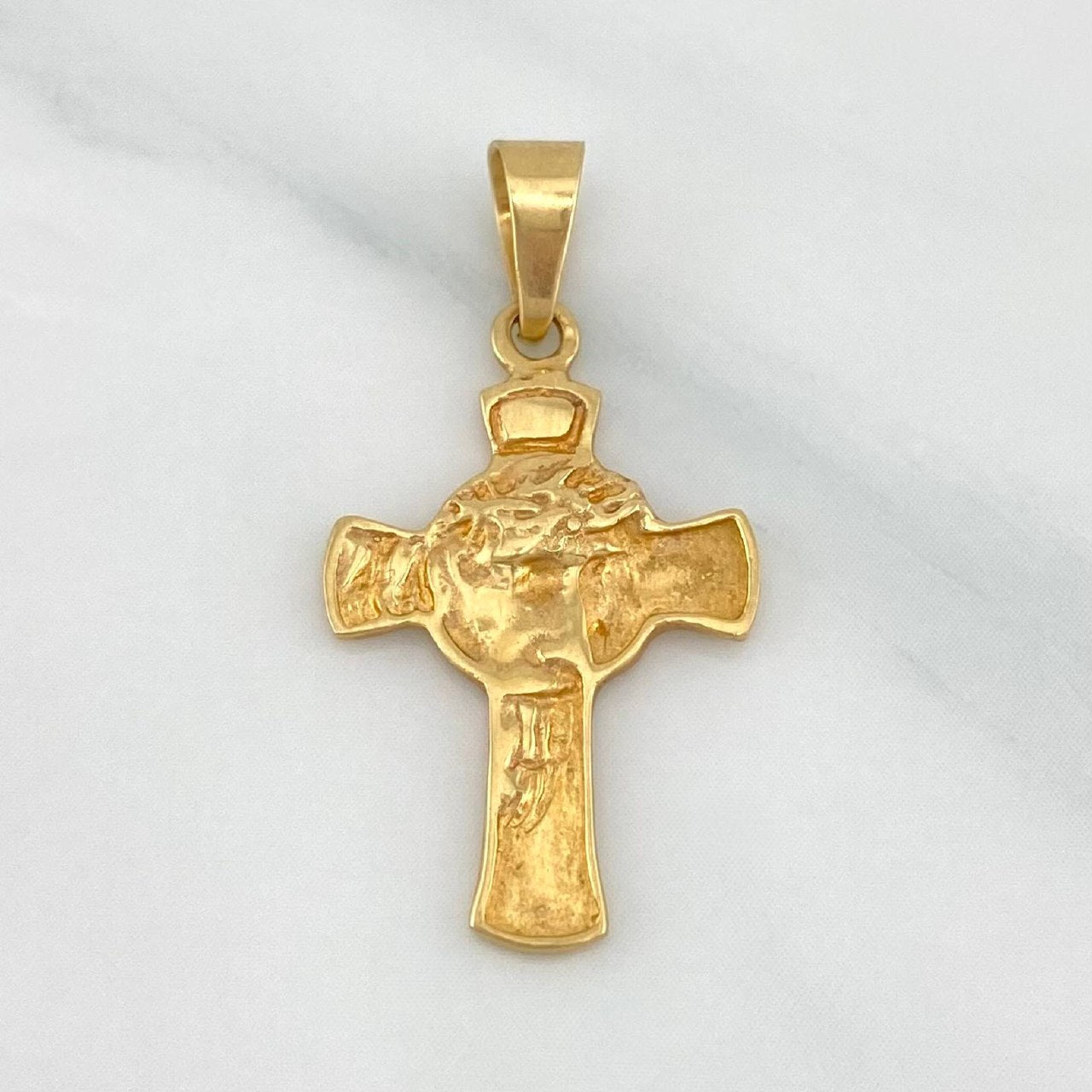 Dije Cruz Rostro Cristo 1.95 g / 1 1/4 in Oro Amarillo 18K