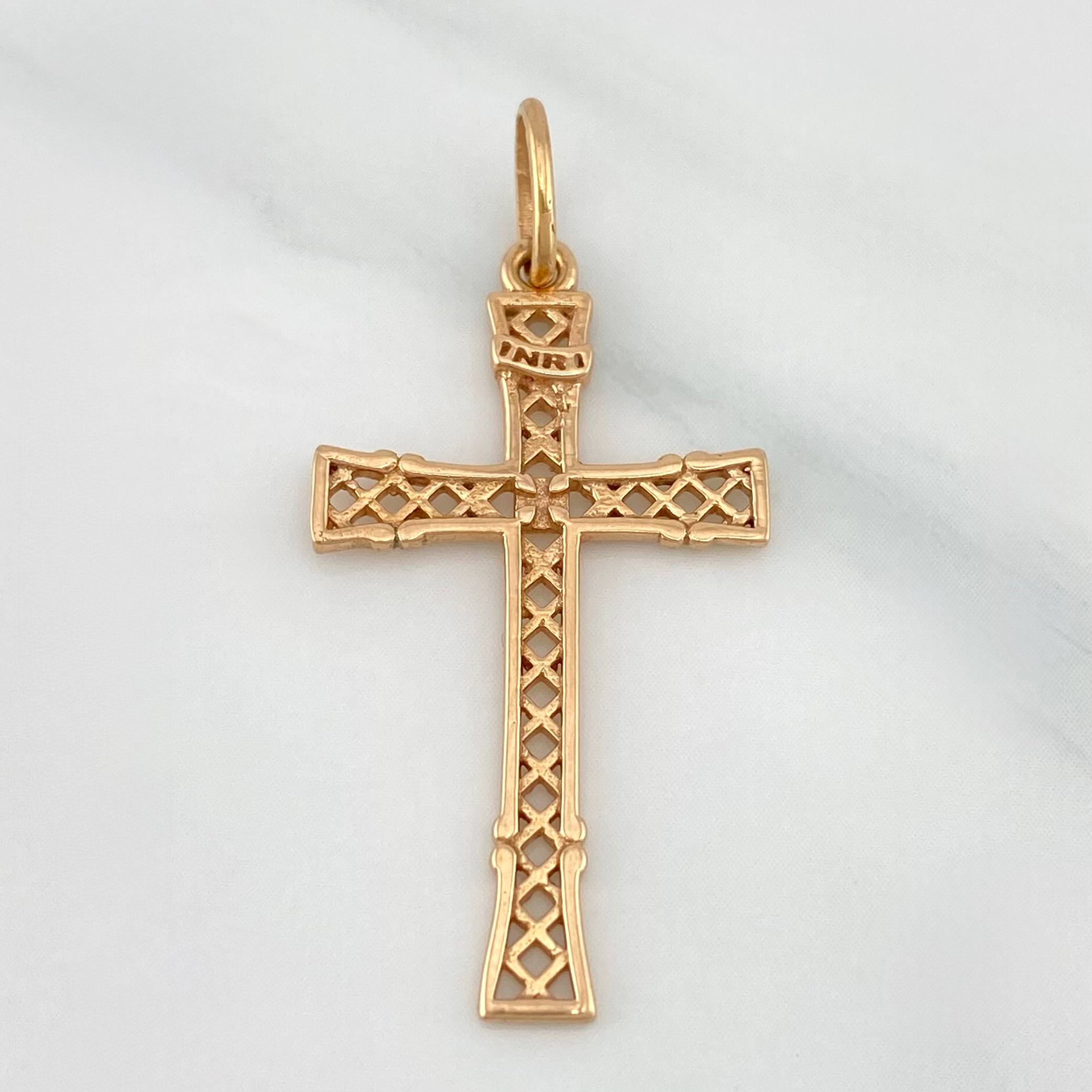 Dije Cruz 1.75 g / 1 1/2 in Oro Rosa 18K