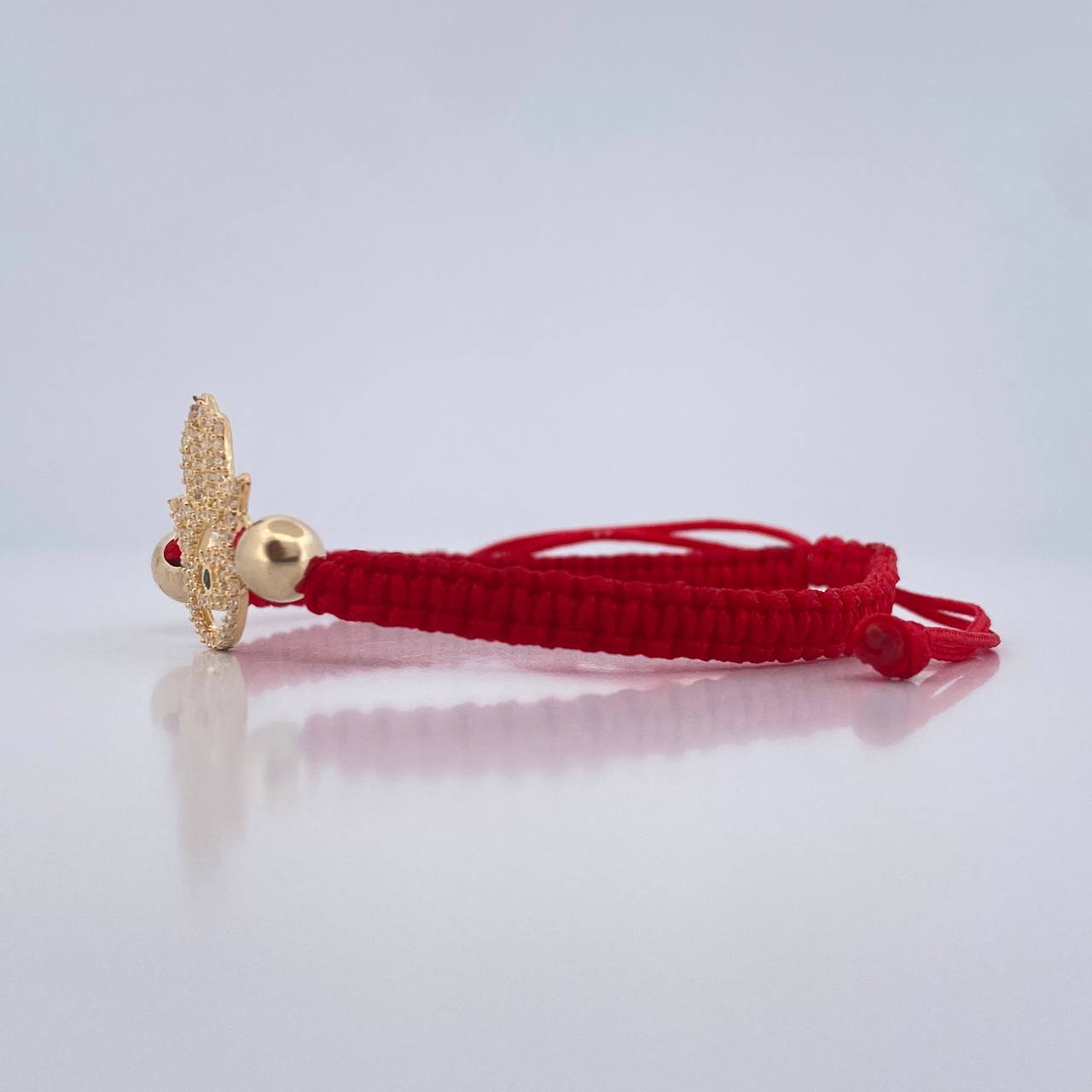 Pulsera Tejida Roja Mano Hamsa 1.55gr / 5mm Oro Amarillo 18K %