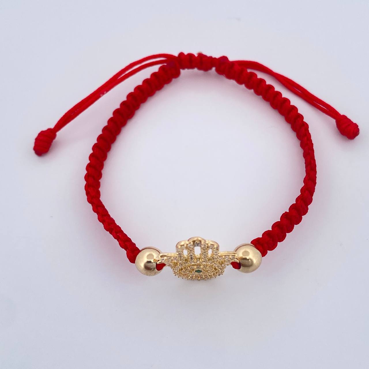 Pulsera Tejida Roja Mano Hamsa 1.55gr / 5mm Oro Amarillo 18K %