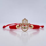 Pulsera Tejida Roja Mano Hamsa 1.55gr / 5mm Oro Amarillo 18K %