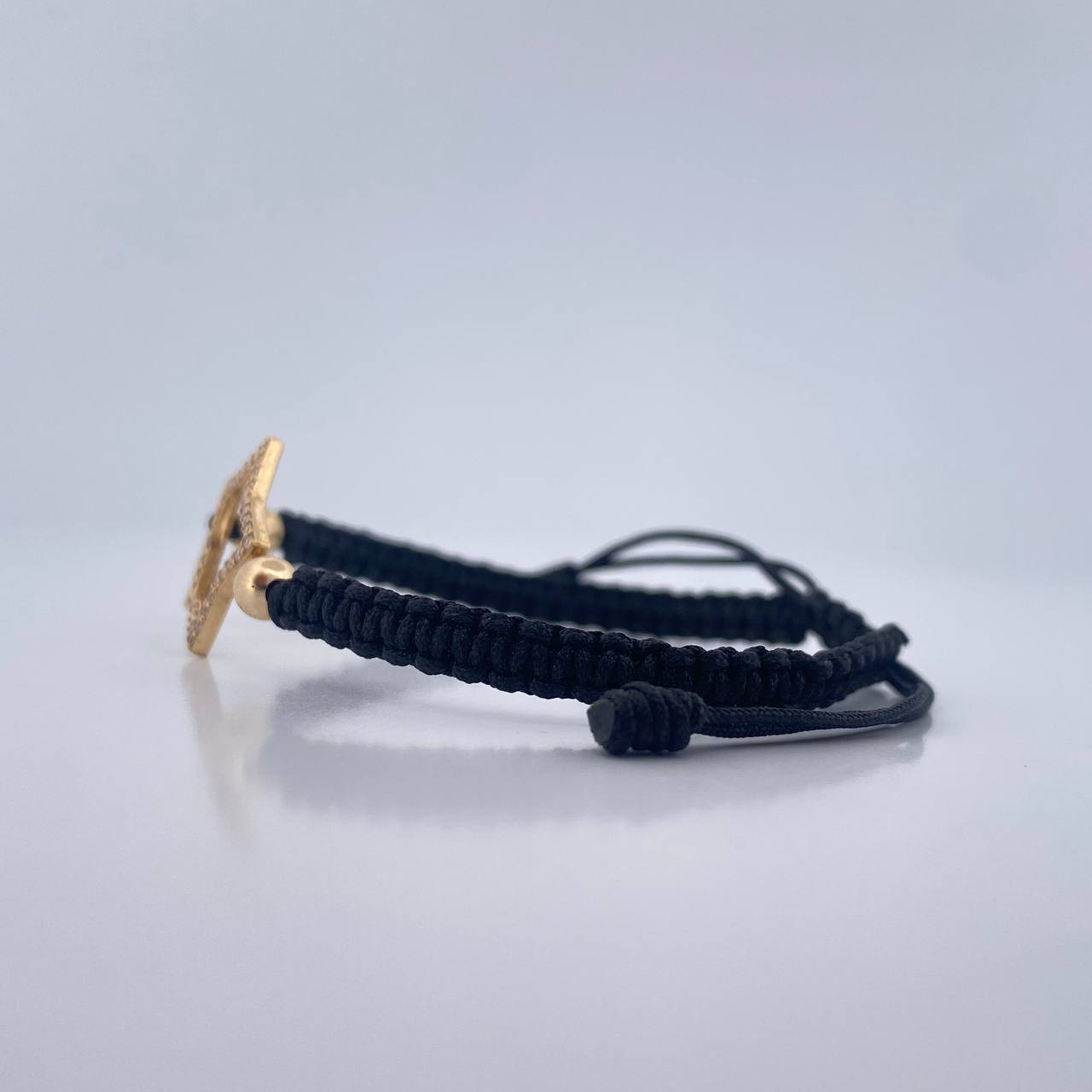 Pulsera Tejida Negra Estrella 1.1gr / 4mm Oro Amarillo 18K %