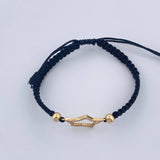 Pulsera Tejida Negra Estrella 1.1gr / 4mm Oro Amarillo 18K %
