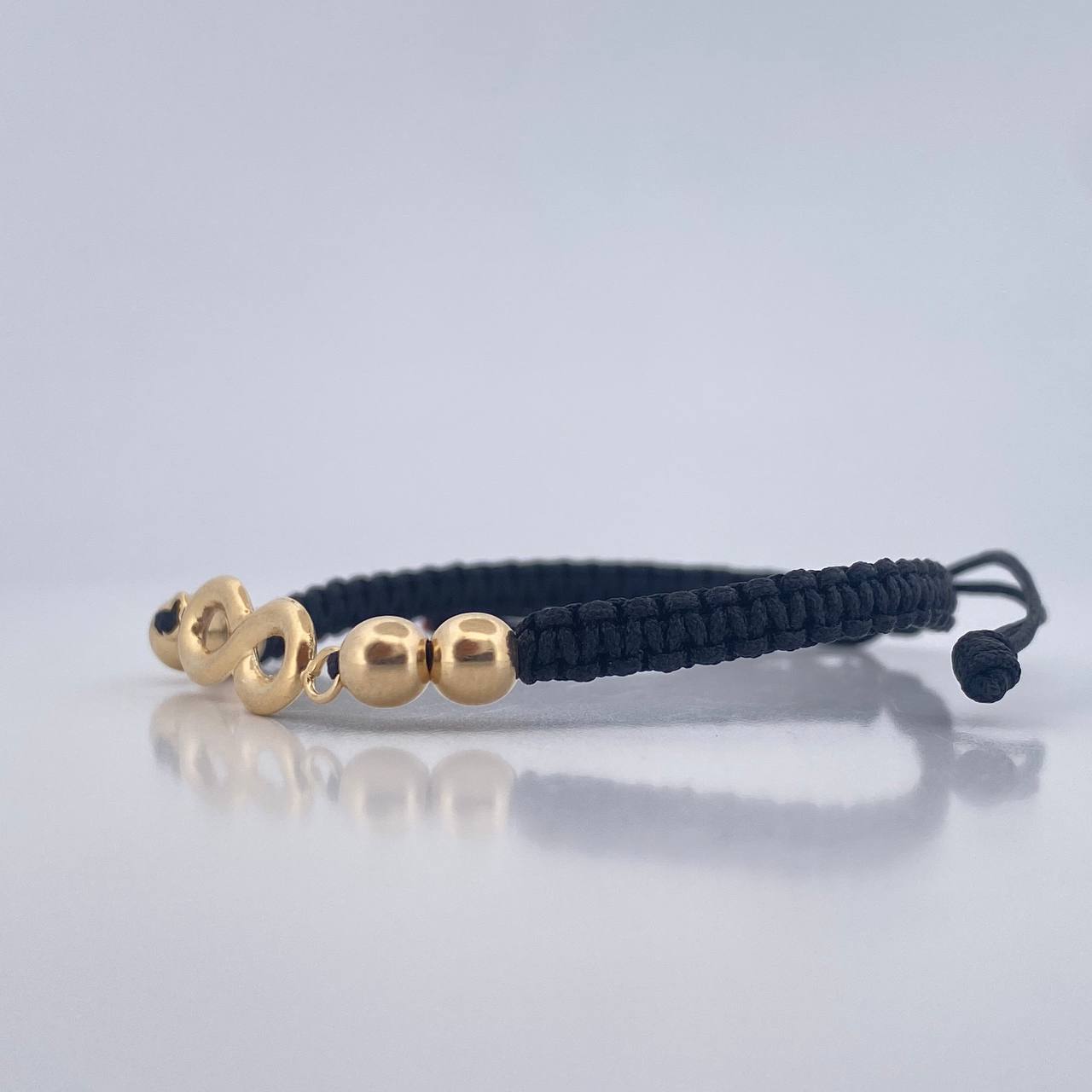 Pulsera Tejida Negra Infito 1.3gr / 5mm Oro Amarillo 18K %