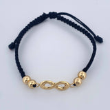 Pulsera Tejida Negra Infito 1.3gr / 5mm Oro Amarillo 18K %