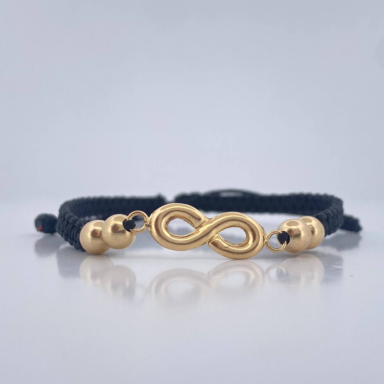 Pulsera Tejida Negra Infito 1.3gr / 5mm Oro Amarillo 18K %