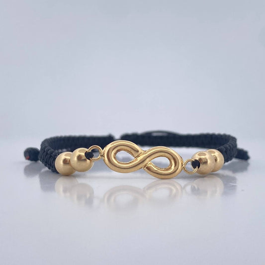 Pulsera Tejida Negra Infito 1.3gr / 5mm Oro Amarillo 18K %
