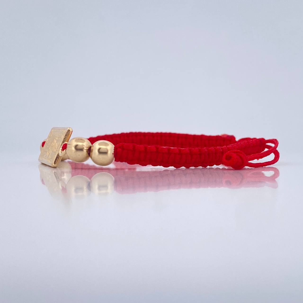 Pulsera Tejida Roja Billete Dólar 2gr / 5mm Oro Amarillo 18K %